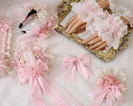 Xiaogui - Mood Limited Pink - Kawaii Lolita Lace Headdress Accessories
