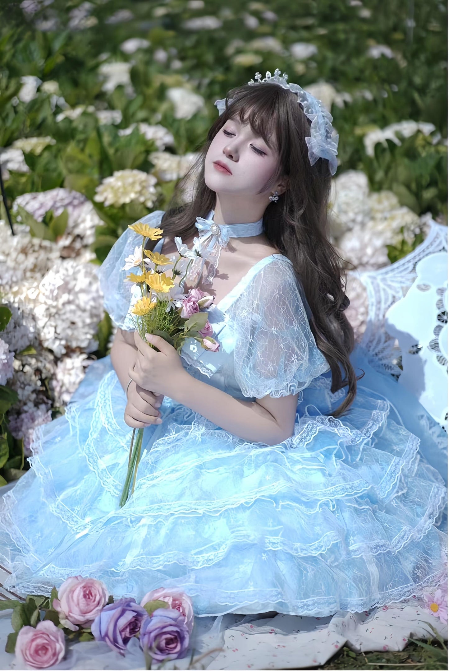 Daydream Whisper - Shisan District - Wedding Lolita OP Suit with Angel Demon Wings