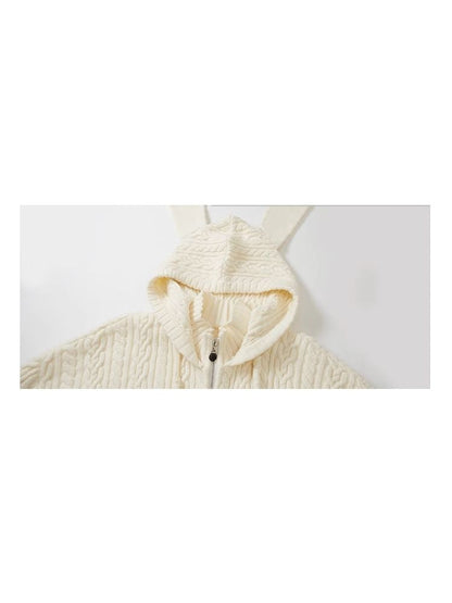 Fluffy Rabbit Ears Hooded Knit Cardigan Set 【s0000004447】