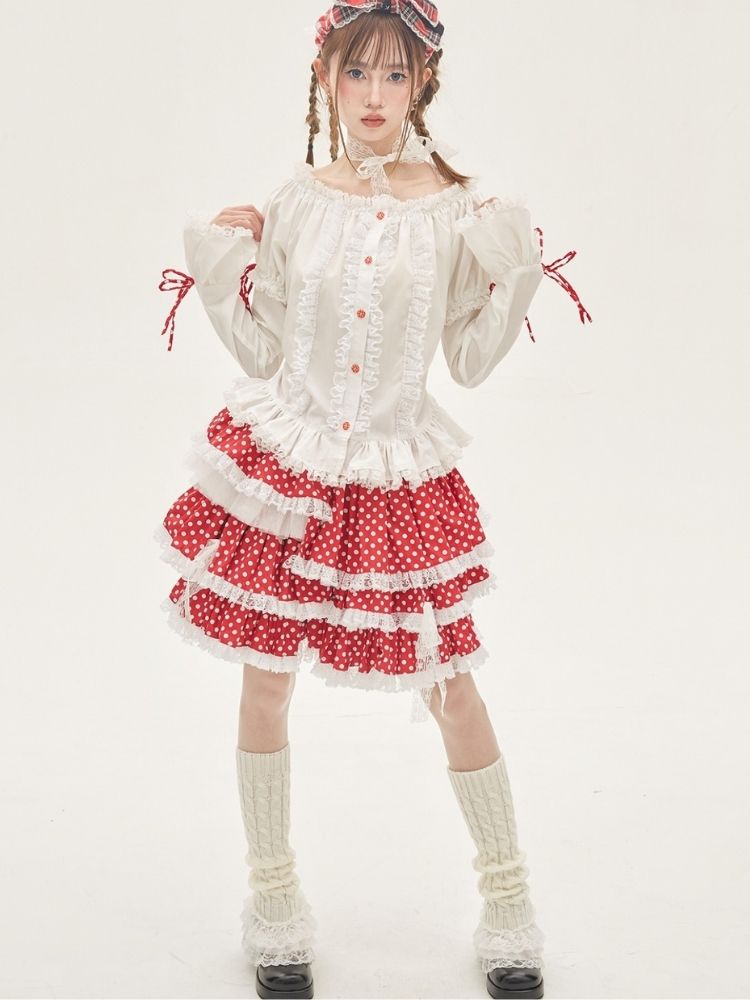 Ruffled Lace Blouse【s0000001876】