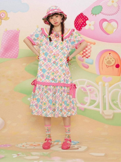 Flower Print Short-sleeved Summer Dress【s0000003092】