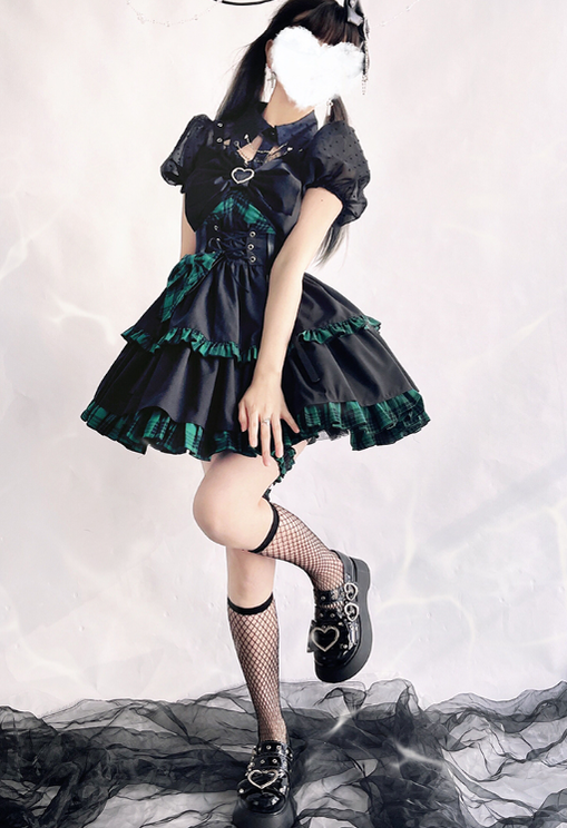 Alice Girl - Gothic Lolita Dress Blue Plaid Jumper Dress