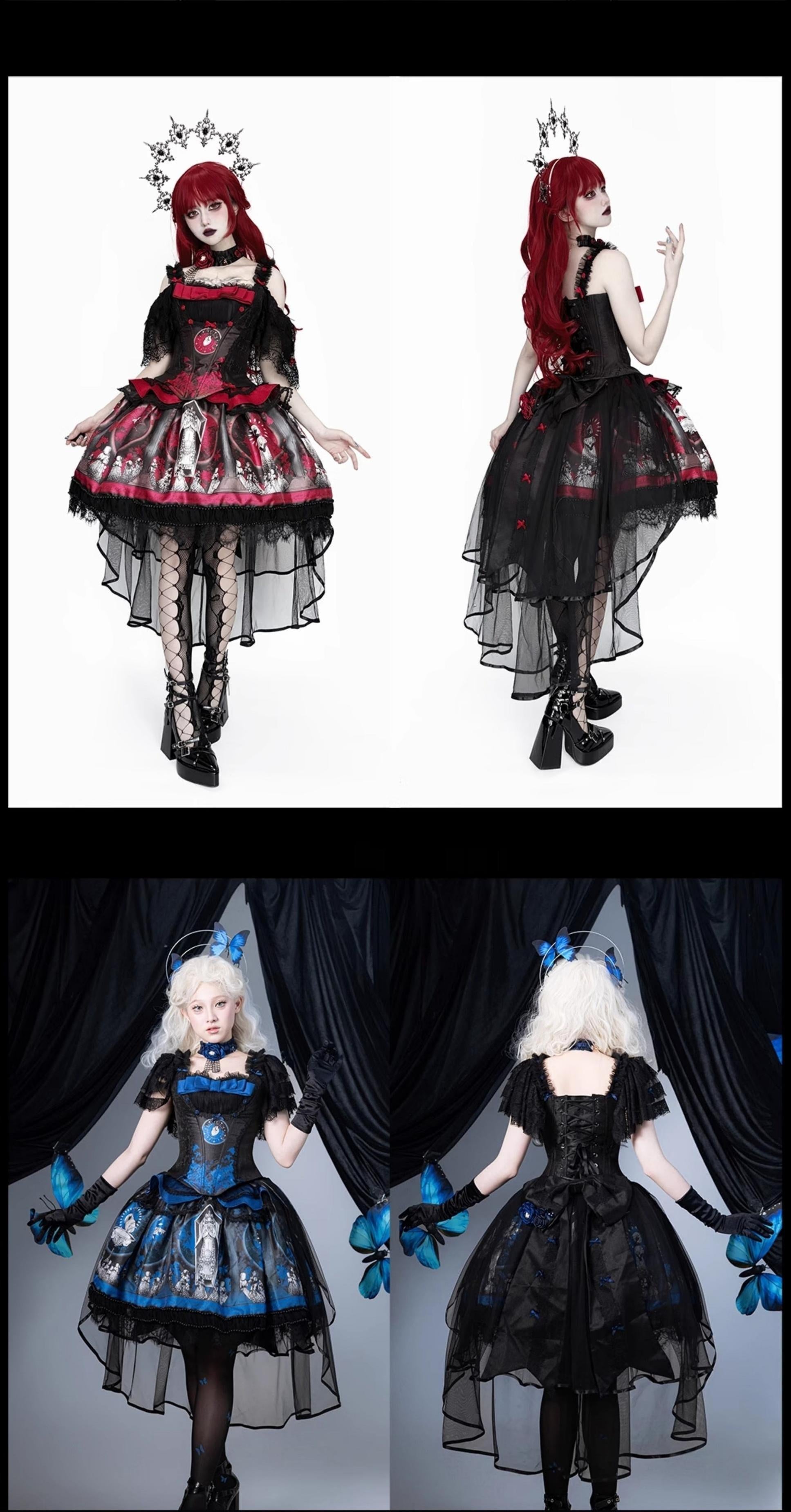 Caged Bird Hotel - Eclipsed Moon Gallery - Plus Size Halloween Gothic Lolita Skirt & Bodice Set