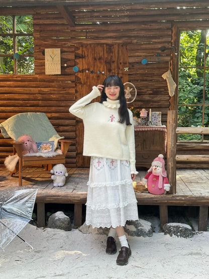 Turtleneck Lapel Lace Sweater【s0000004653】