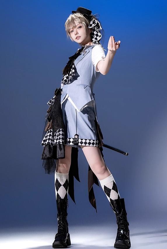 Forest Fluorescent Carps - The Judge's Game - Light Blue Ouji Lolita Shorts, Short Sleeve Shirt