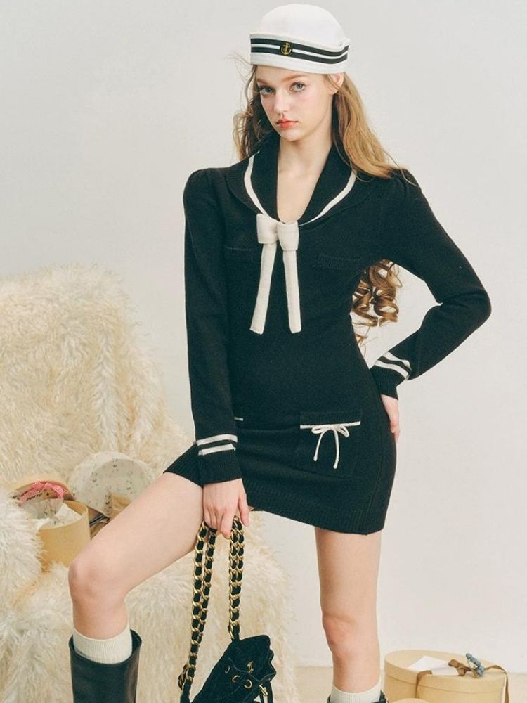 Sailor Knit Dress【s0000004609】