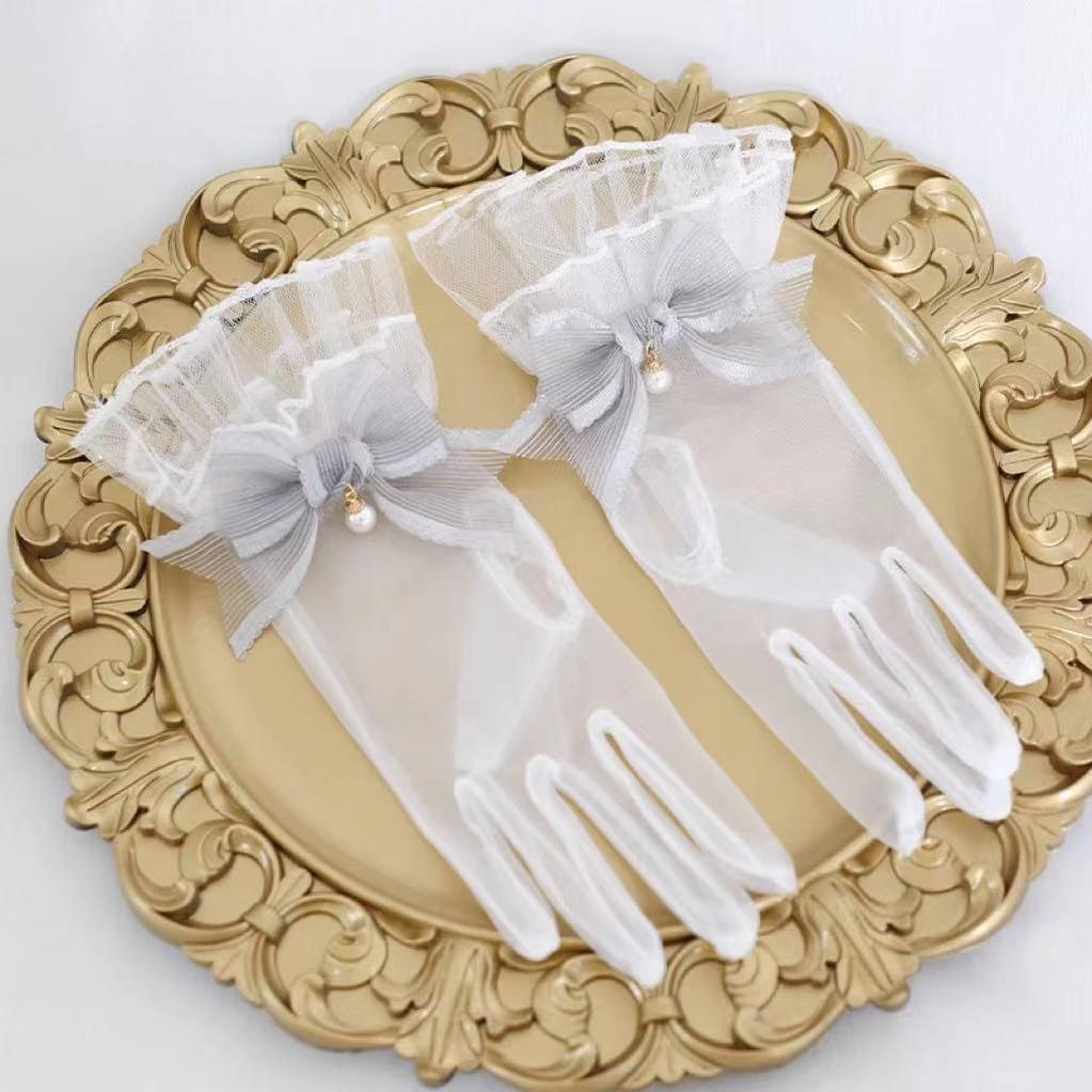 Xiaogui - Elegant Lolita Bow Gloves Retro Lolita Lace Glove