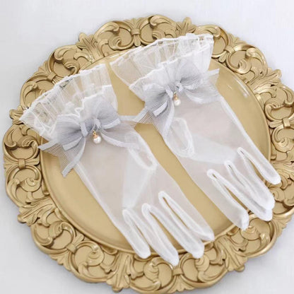 Xiaogui - Elegant Lolita Bow Gloves Retro Lolita Lace Glove
