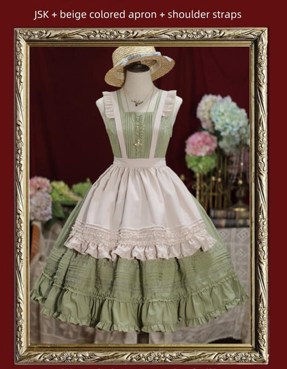 Tiny Garden - Nocturne Reminiscence - Elegant Lolita JSK Dress Multi-Wear Apron Dress Set