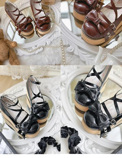 SeeYou - Sweet Cake - Sweet Lolita Platform Shoes Wood Grain