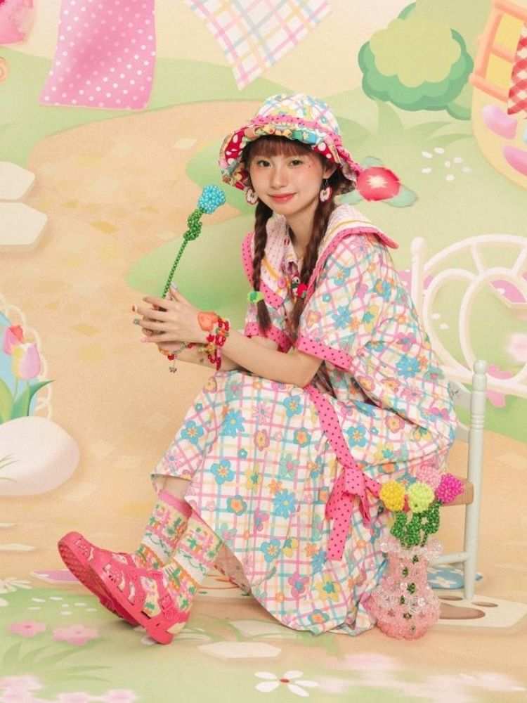 Flower Print Short-sleeved Summer Dress【s0000003092】