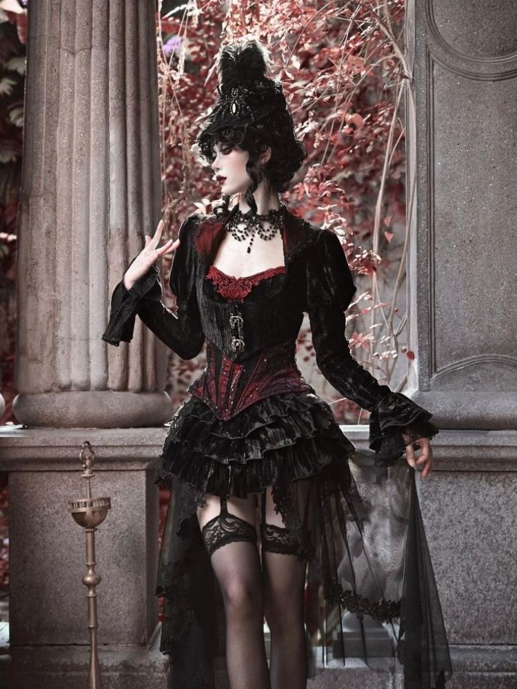 Halloween velvet slim corset & camisole【s0000003240】