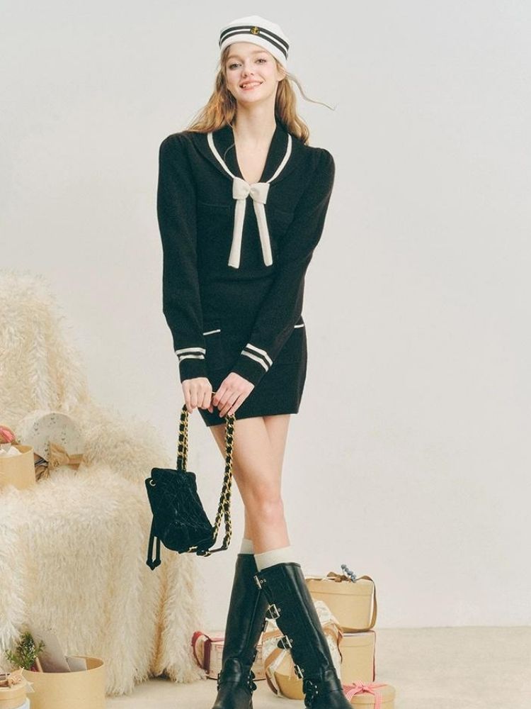 Sailor Knit Dress【s0000004609】