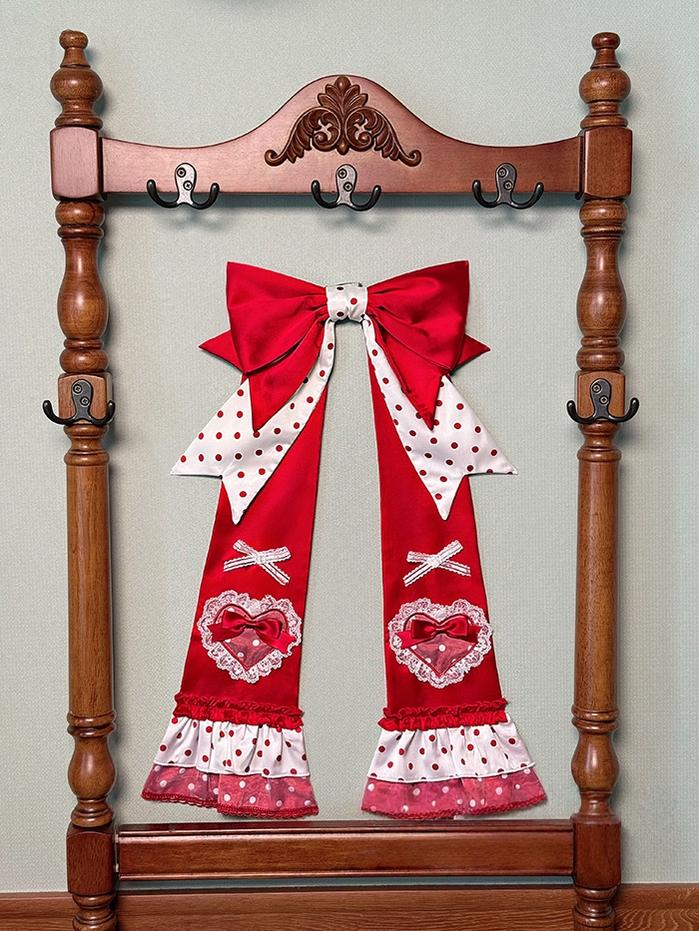 Shuang Sheng Xiao Xiong - Bite The Cake - Sweet Lolita Accessories, Red & White Polka Dots