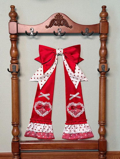 Shuang Sheng Xiao Xiong - Bite The Cake - Sweet Lolita Accessories, Red & White Polka Dots