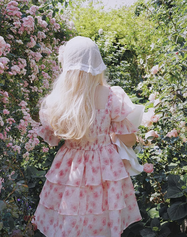 Yingtang - Berlin Rose - Plus Size Lolita Dress Puffy Trailing Floral Print