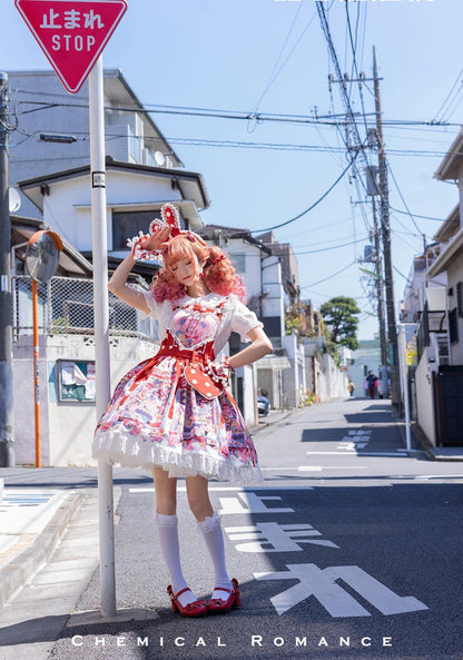 Chemical Romance - Sweetheart Doll Machine - Sweet Lolita Printed Salopette