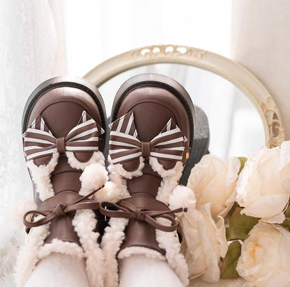 Beauty Bunny - Milk Bear - Winter Lolita Shoes Thick Sole Fleece Snow Boots