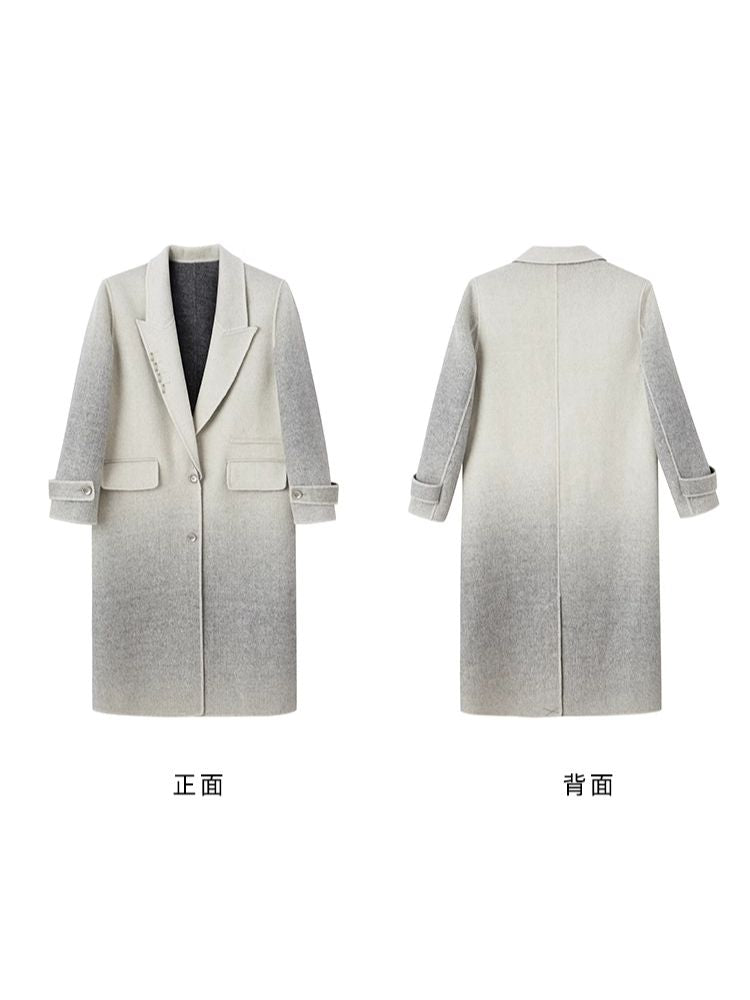 Mid-Length Suit Collar Reversible Tweed Coat【s0000004865】