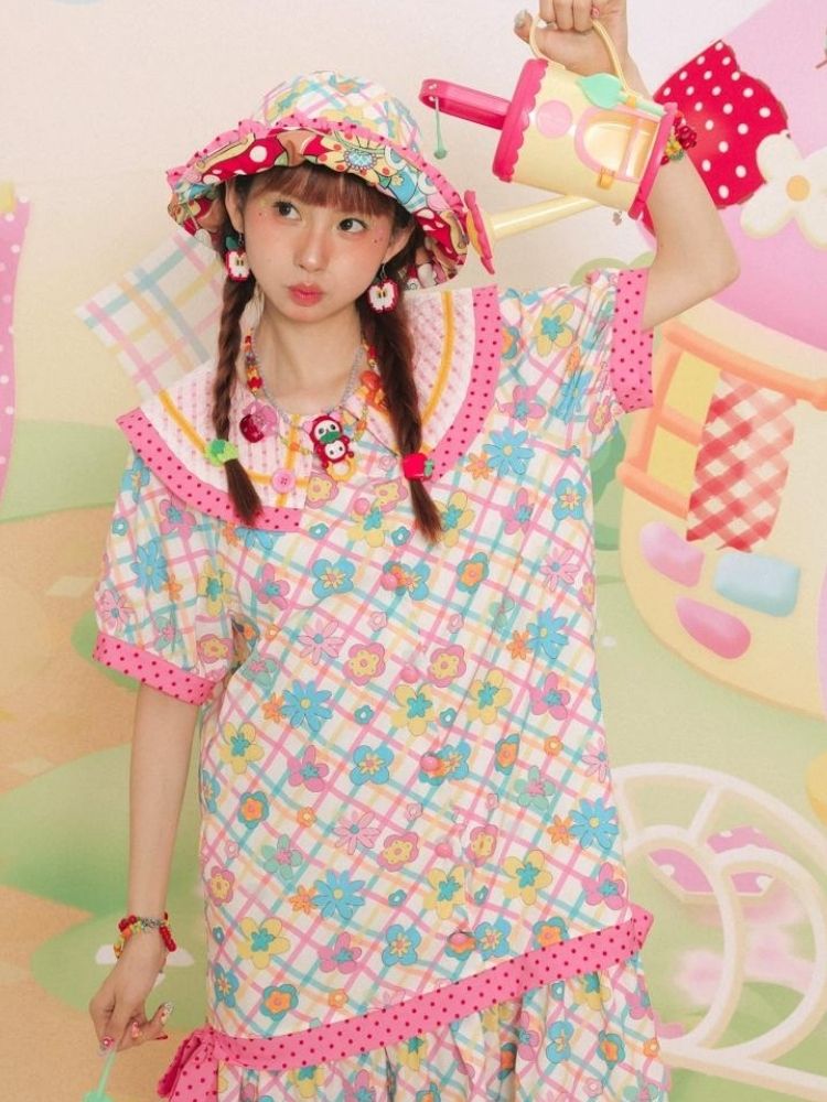 Flower Print Short-sleeved Summer Dress【s0000003092】