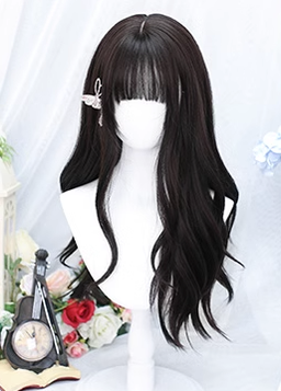 Dalao Home - Daily Long Curly Wavy Black Tea Lolita Wig