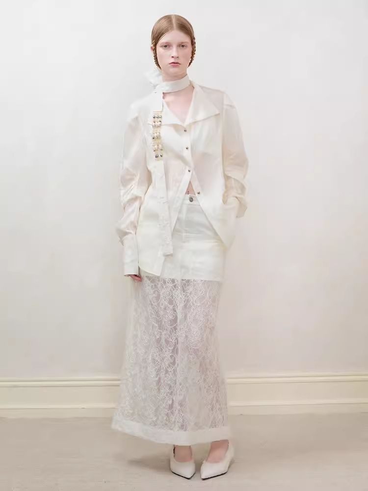 Lace Splicing Semi-sheer Halter Dress【s0000008194】