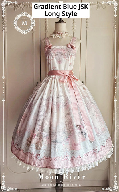 Moon River - Swan Lake Mirror - Pink Sweet Lolita Print JSK Dress