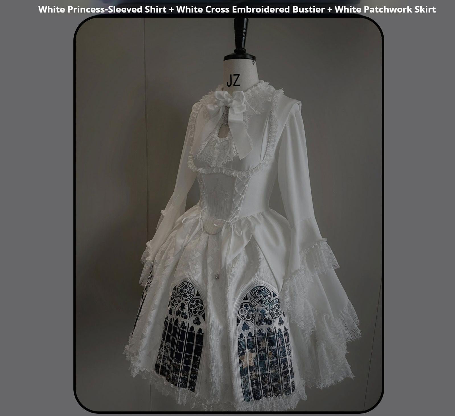 Susin Lolita - Night Traveler - Gothic Lolita Skirt Outfit Long Coat Shirt and Bustier Set