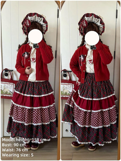 Miss Point - Forest Berry Bunny - Sweet Lolita Plaid Skirt Tiered Ruffles Spring SK