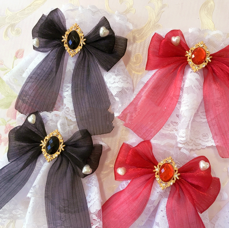Sakura Home - Sweet Lolita Handmade Lace Bows Cuffs