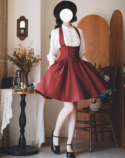 Forest Wardrobe - Vintage Lolita Fishbone Halter SK, Autumn Jacket