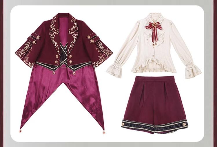 Letters from Unknown Star - Heir - Ouji Lolita Shorts Set Military Prince Lolita Coat and Blouse