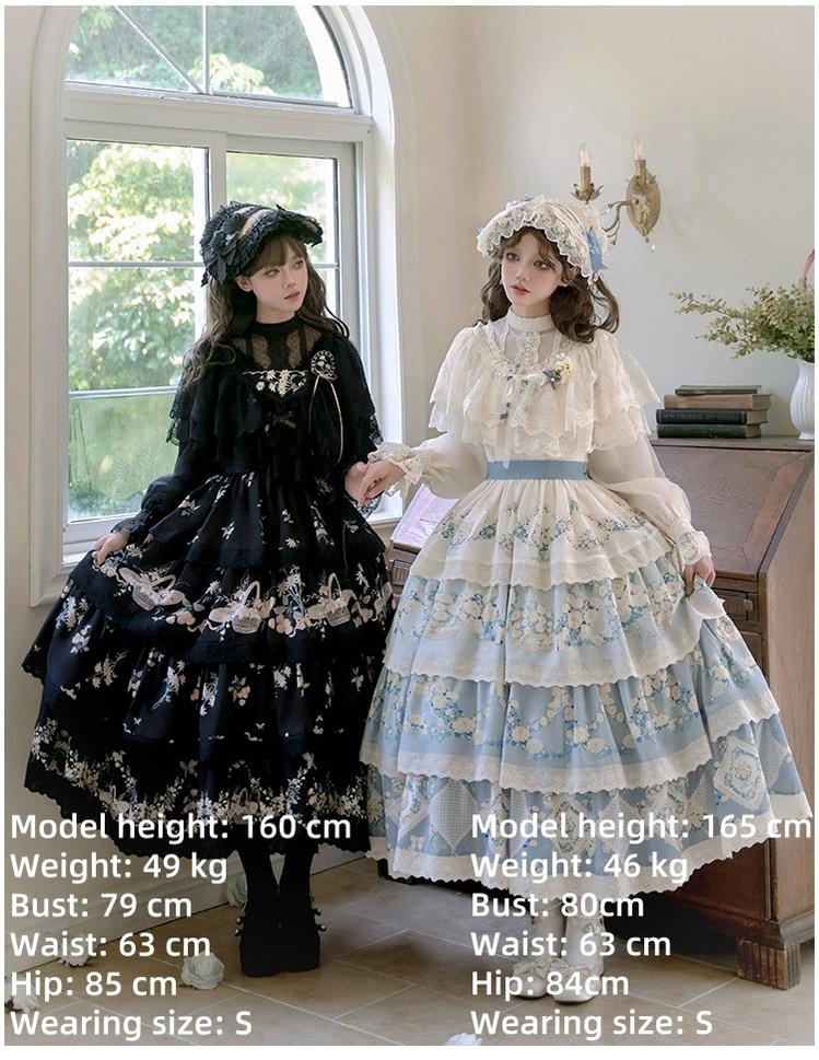 With PUJI - Letter and Poetry - Classic Lolita JSK Suit Four-tiered Twins Dress