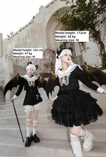 CastleToo - Crossbone - Ouji Lolita Shorts Suit Gothic Lolita Top and Blouse