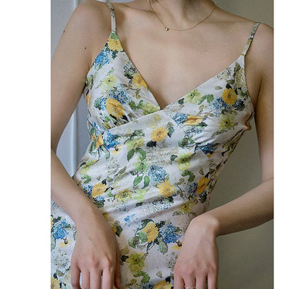 watercolor flower camisole dress