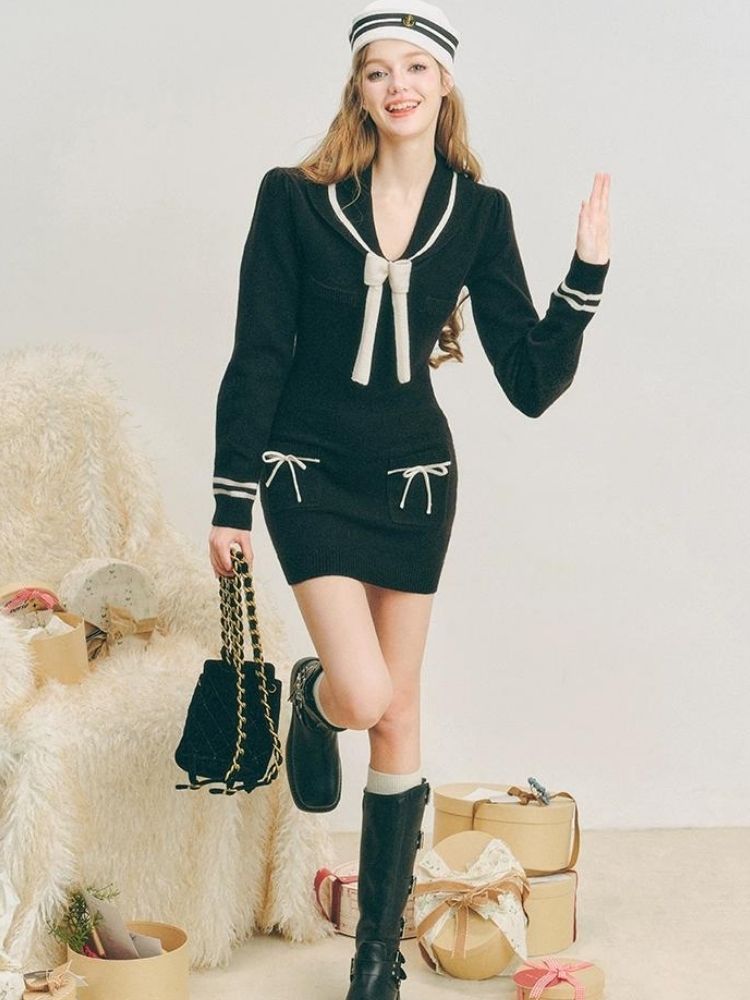 Sailor Knit Dress【s0000004609】