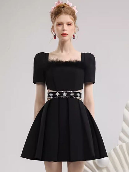 Elegant Feather Diamond Chain Dress【s0000007279】