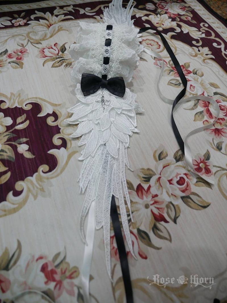 Rose Thorn - Angel Wings - Embroidered Crafted Headband Elegant Lolita Hair Accessories