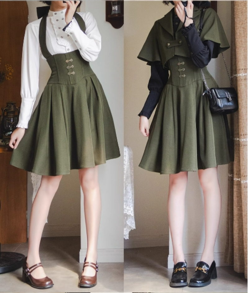 Forest Wardrobe - Vintage Lolita Fishbone Halter SK, Autumn Jacket