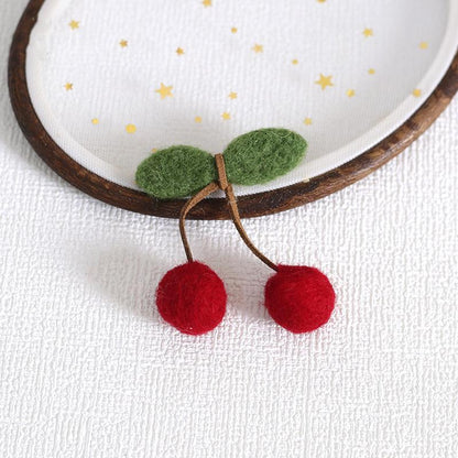 Xiaogui - Handmade Kawaii Wool Felt Cherry Clips