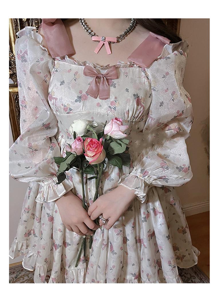 Yingtang - Plus Size Lolita Floral Print Lolita Dress