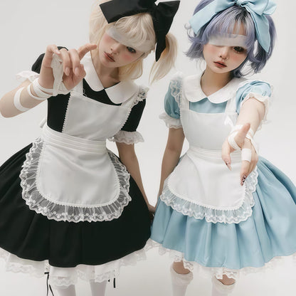 Daydream Whisper - Dream Doll - Plus Size Maid Lolita OP Suit Black and Blue Dress