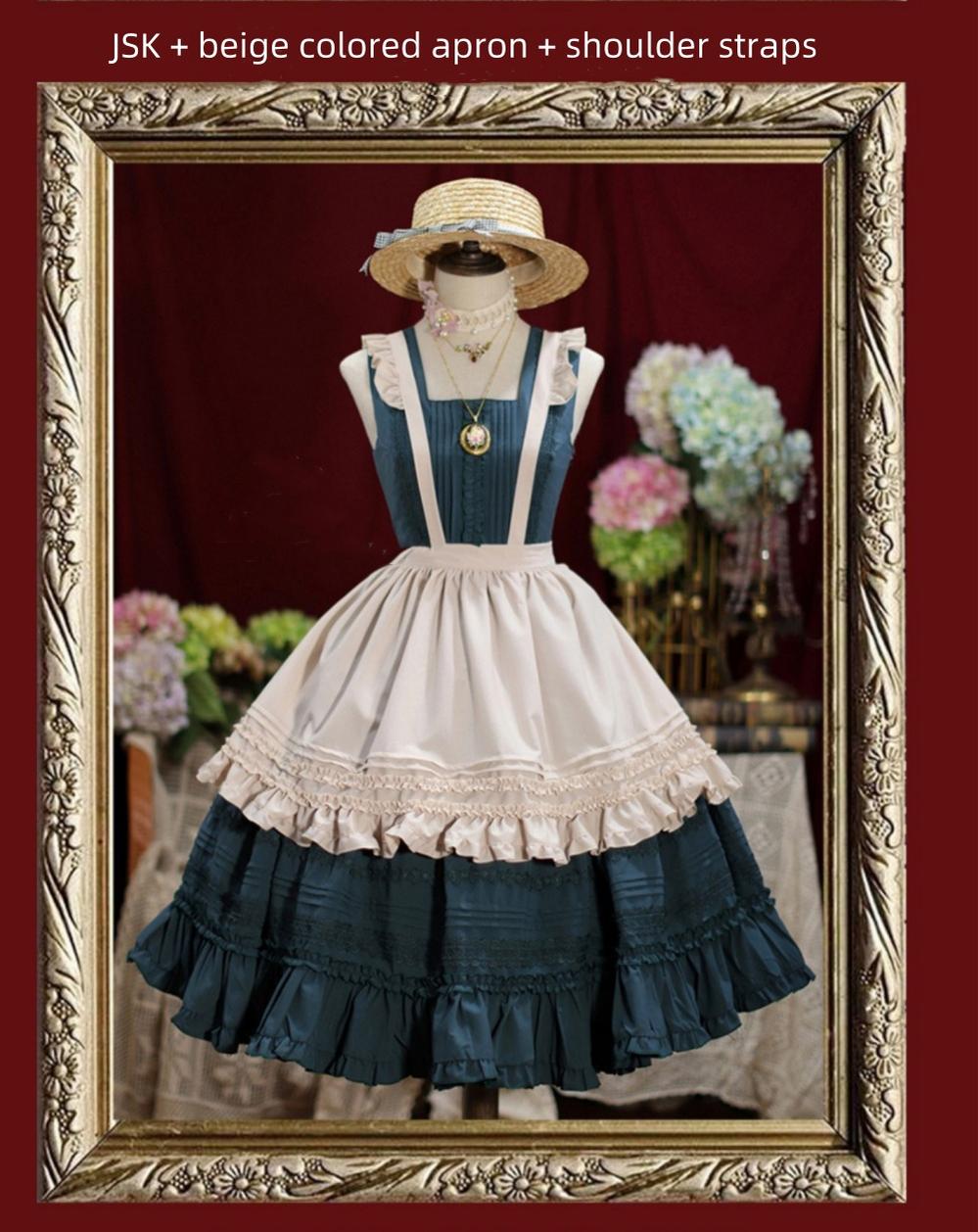 Tiny Garden - Nocturne Reminiscence - Elegant Lolita JSK Dress Multi-Wear Apron Dress Set