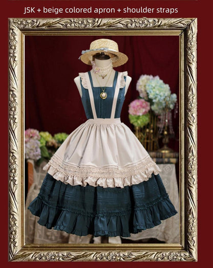Tiny Garden - Nocturne Reminiscence - Elegant Lolita JSK Dress Multi-Wear Apron Dress Set