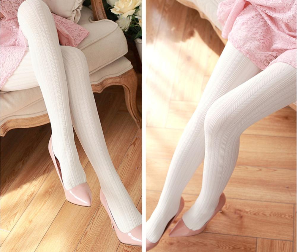 Thirteen Flower - Jacquard Heart Stripes Black White Panty-hose