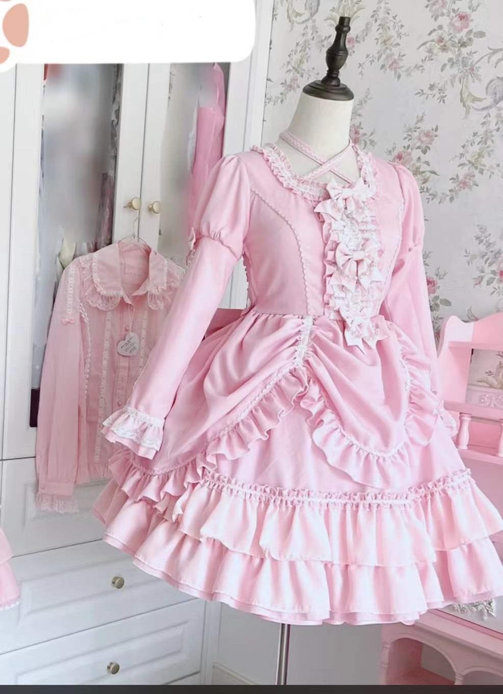 Catlow Rabbit - Black Lolita Doll OP/JSK with Adjustable Elasticity