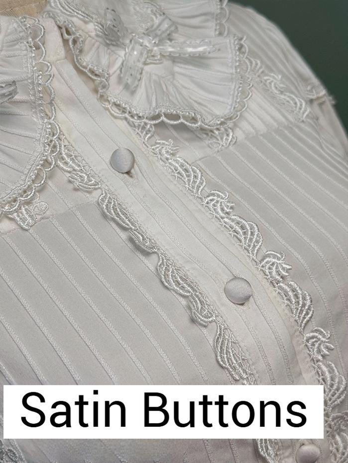 Shuang Sheng Xiao Xiong - Bite The Cake - White Sweet Lolita Blouse, Lace-Up Back