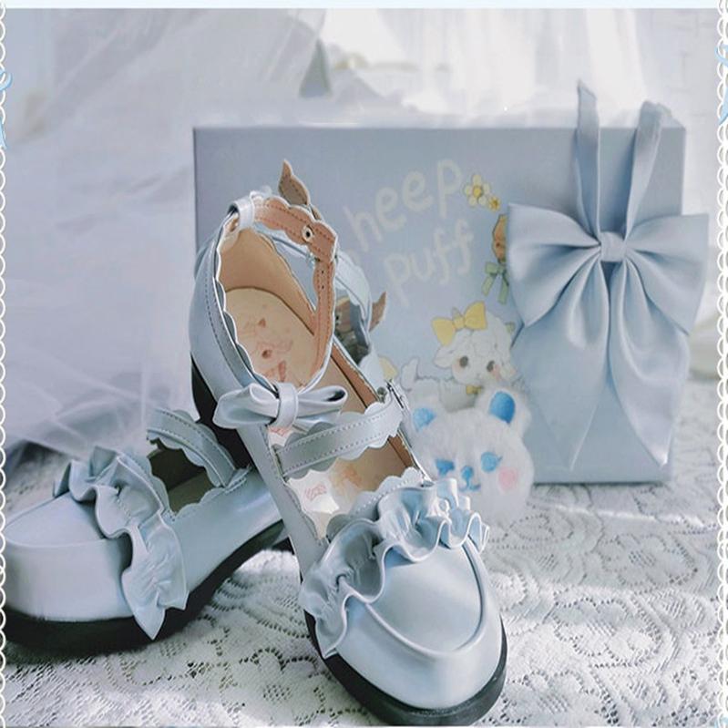 Sheep Puff - Mei Lulu - Lolita Japanese Lace Single Shoes