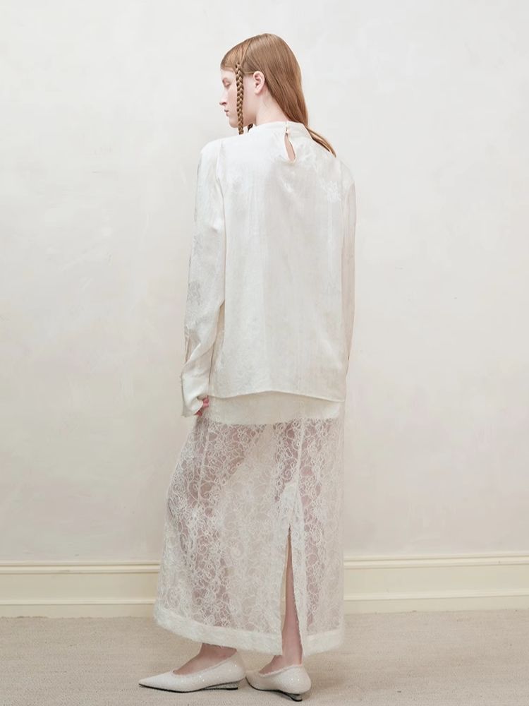 Lace Splicing Semi-sheer Halter Dress【s0000008194】