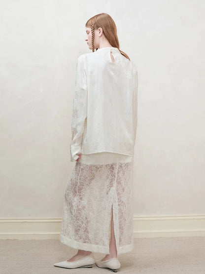 Lace Splicing Semi-sheer Halter Dress【s0000008194】